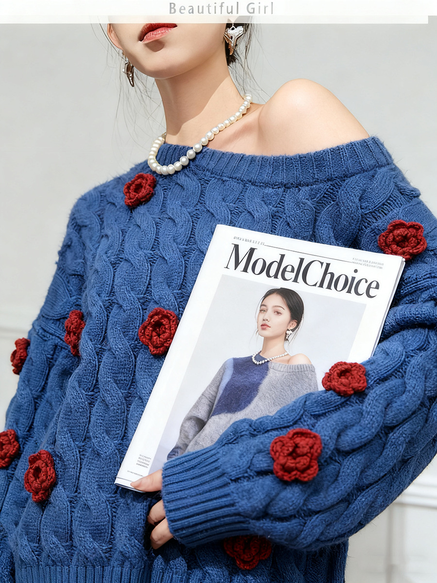 Women's Viscose Fiber Pullover Crew Neck Long Sleeve Sweater Manufacturer - MOQ 100 pcs - Style 41027