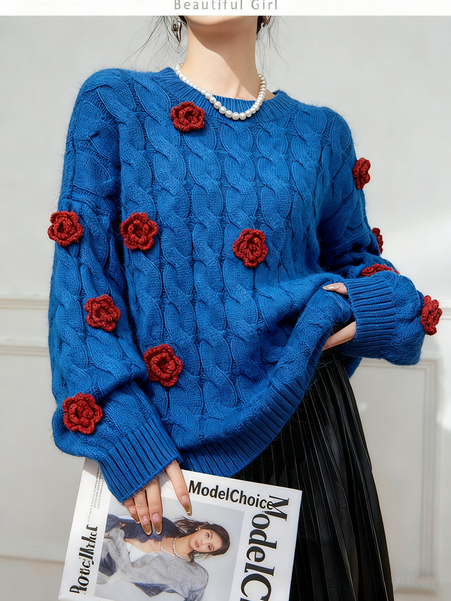 Women's Viscose Fiber Pullover Crew Neck Long Sleeve Sweater Manufacturer - MOQ 100 pcs - Style 41027