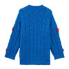 Women’s Cobalt Blue Cable Red-Rose Appliqué Sweater — Style 41027 - KnitwearSource