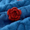 Women’s Cobalt Blue Cable Red-Rose Appliqué Sweater — Style 41027 - KnitwearSource