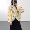 Women's Viscose Fiber Cardigan Crew Neck Long Sleeve Sweater Manufacturer - MOQ 100 pcs - Style 41049
