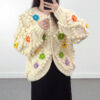 Women's Viscose Fiber Cardigan Crew Neck Long Sleeve Sweater Manufacturer - MOQ 100 pcs - Style 41049