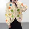 Women's Viscose Fiber Cardigan Crew Neck Long Sleeve Sweater Manufacturer - MOQ 100 pcs - Style 41049