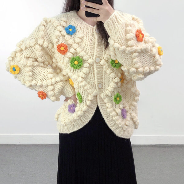 Women's Viscose Fiber Cardigan Crew Neck Long Sleeve Sweater Manufacturer - MOQ 100 pcs - Style 41049