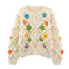 Women's Viscose Fiber Cardigan Crew Neck Long Sleeve Sweater Manufacturer - MOQ 100 pcs - Style 41049