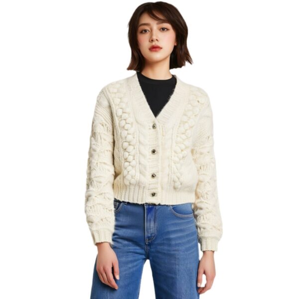 Women's Cardigan V Neck Long Sleeve Sweater Manufacturer - MOQ 100 pcs - Style 41063