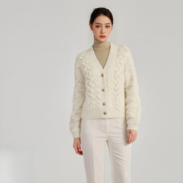 Women's Cardigan V Neck Long Sleeve Sweater Manufacturer - MOQ 100 pcs - Style 41063