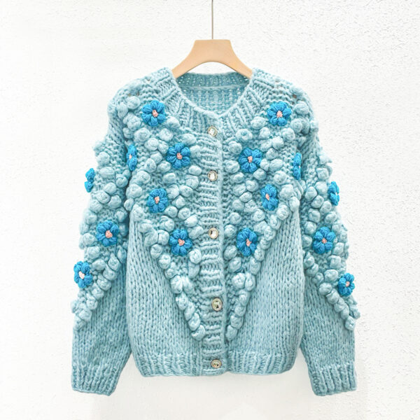 Women's Angora Goat Wool Cardigan Crew Neck Long Sleeve Sweater Manufacturer - MOQ 100 pcs - Style 41078