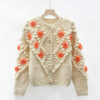 Women's Angora Goat Wool Cardigan Crew Neck Long Sleeve Sweater Manufacturer - MOQ 100 pcs - Style 41078