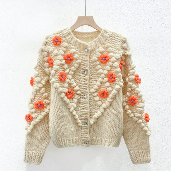 Women's Angora Goat Wool Cardigan Crew Neck Long Sleeve Sweater Manufacturer - MOQ 100 pcs - Style 41078