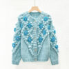 Women's Angora Goat Wool Cardigan Crew Neck Long Sleeve Sweater Manufacturer - MOQ 100 pcs - Style 41078