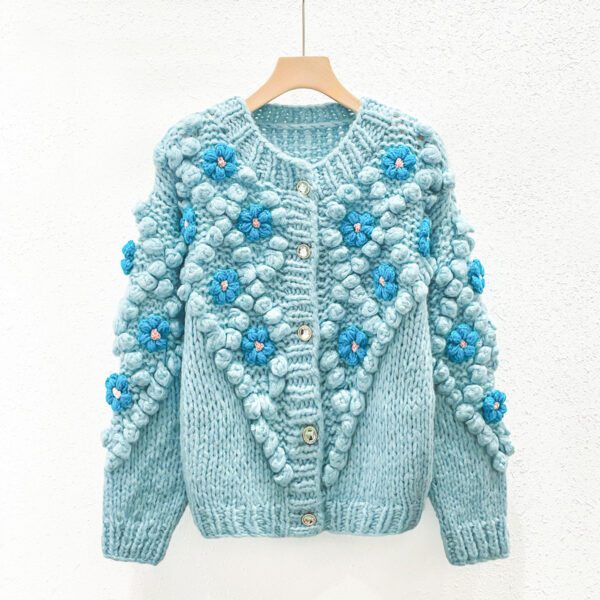 Women's Angora Goat Wool Cardigan Crew Neck Long Sleeve Sweater Manufacturer - MOQ 100 pcs - Style 41078