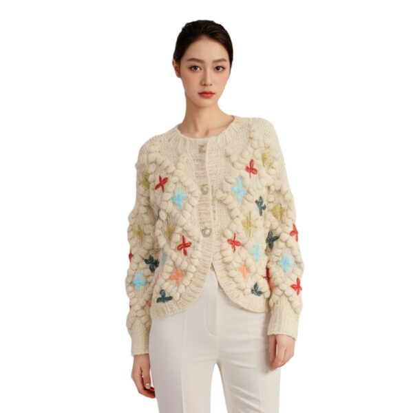 Women's Cardigan Crew Neck Long Sleeve Sweater Manufacturer - MOQ 100 pcs - Style 41080