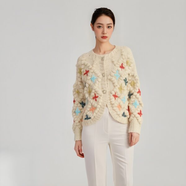 Women's Cardigan Crew Neck Long Sleeve Sweater Manufacturer - MOQ 100 pcs - Style 41080