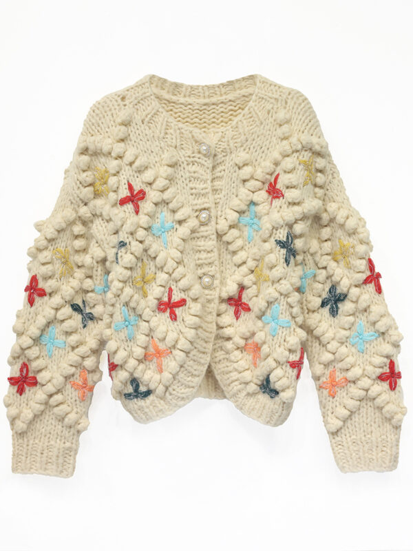 Women's Cardigan Crew Neck Long Sleeve Sweater Manufacturer - MOQ 100 pcs - Style 41080