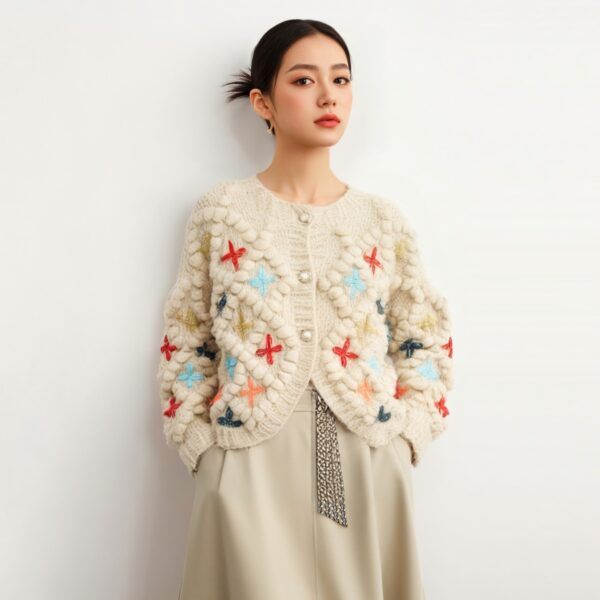 Women's Cardigan Crew Neck Long Sleeve Sweater Manufacturer - MOQ 100 pcs - Style 41080