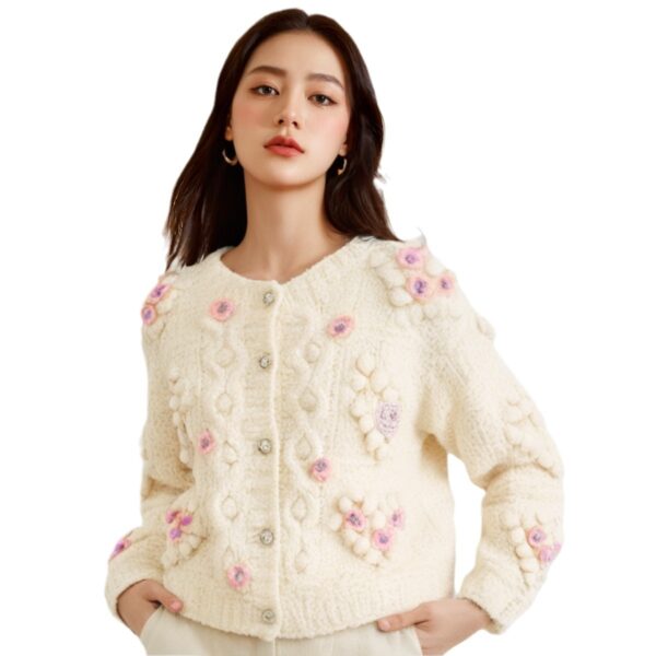 Women's Cardigan Crew Neck Long Sleeve Sweater Manufacturer - MOQ 100 pcs - Style 41084