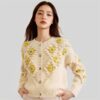 Women's Angora Goat Wool Cardigan Crew Neck Long Sleeve Sweater Manufacturer - MOQ 100 pcs - Style 41089
