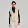 Women’s Ivory Rhinestone Pom-Pom V-Neck Knit Vest — Style 41091 - KnitwearSource
