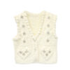 Women’s Ivory Rhinestone Pom-Pom V-Neck Knit Vest — Style 41091 - KnitwearSource
