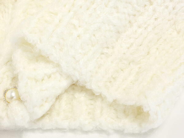 Women’s Ivory Rhinestone Pom-Pom V-Neck Knit Vest — Style 41091 - KnitwearSource