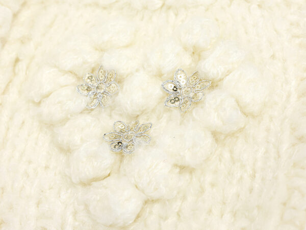Women’s Ivory Rhinestone Pom-Pom V-Neck Knit Vest — Style 41091 - KnitwearSource