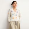 Women's Angora Goat Wool Cardigan Crew Neck Long Sleeve Sweater Manufacturer - MOQ 100 pcs - Style 41092