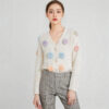 Women's Angora Goat Wool Cardigan Crew Neck Long Sleeve Sweater Manufacturer - MOQ 100 pcs - Style 41092