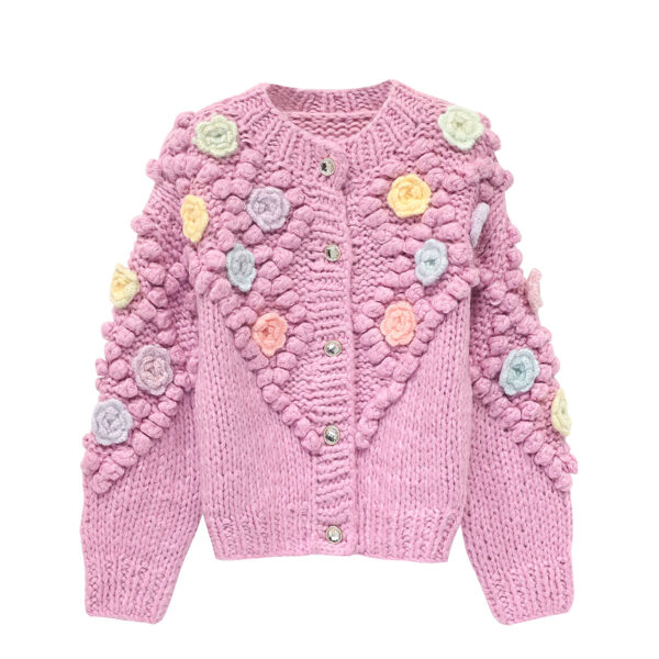 Women's Angora Goat Wool Cardigan Crew Neck Long Sleeve Sweater Manufacturer - MOQ 100 pcs - Style 41094