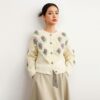 Women's Angora Goat Wool Cardigan Crew Neck Long Sleeve Sweater Manufacturer - MOQ 100 pcs - Style 41095