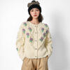 Women's Angora Goat Wool Cardigan Crew Neck Long Sleeve Sweater Manufacturer - MOQ 100 pcs - Style 41095