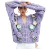 Women's Cardigan V Neck Long Sleeve Sweater Manufacturer - MOQ 100 pcs - Style 41099