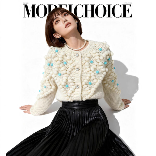 Women's Cardigan Crew Neck Long Sleeve Sweater Manufacturer - MOQ 100 pcs - Style 41102