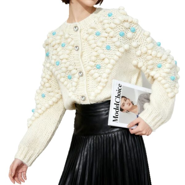 Women's Cardigan Crew Neck Long Sleeve Sweater Manufacturer - MOQ 100 pcs - Style 41102