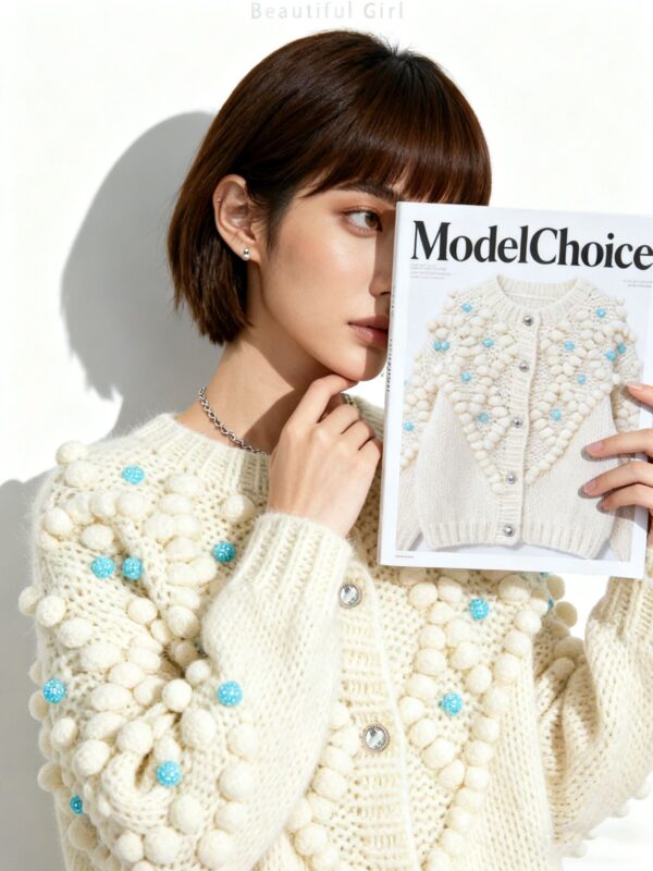 Women's Cardigan Crew Neck Long Sleeve Sweater Manufacturer - MOQ 100 pcs - Style 41102