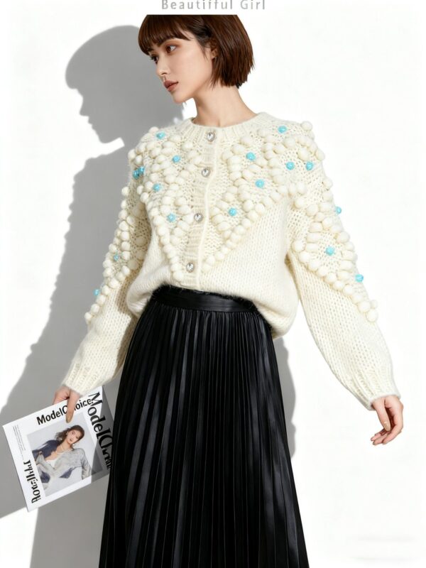 Women's Cardigan Crew Neck Long Sleeve Sweater Manufacturer - MOQ 100 pcs - Style 41102