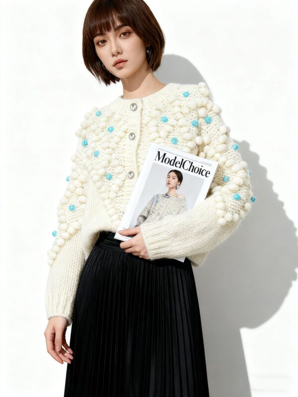 Women's Cardigan Crew Neck Long Sleeve Sweater Manufacturer - MOQ 100 pcs - Style 41102