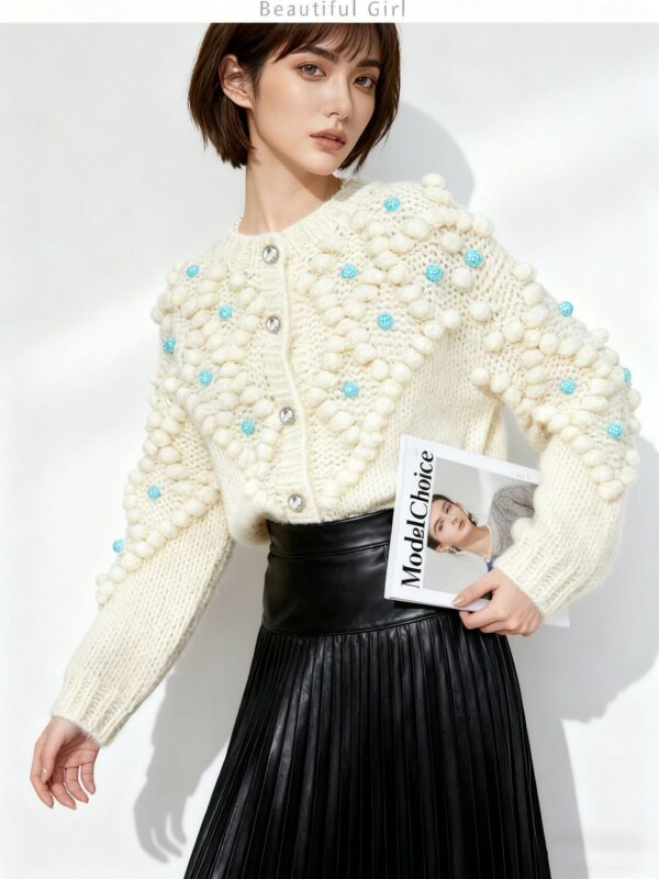 Women's Cardigan Crew Neck Long Sleeve Sweater Manufacturer - MOQ 100 pcs - Style 41102