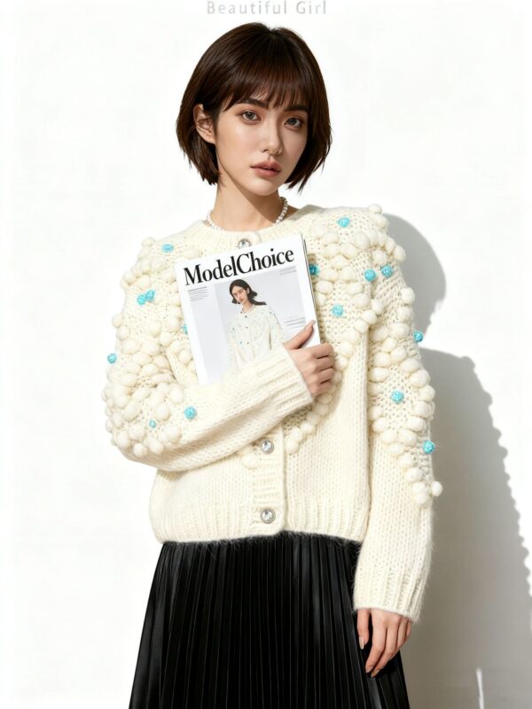Women's Cardigan Crew Neck Long Sleeve Sweater Manufacturer - MOQ 100 pcs - Style 41102