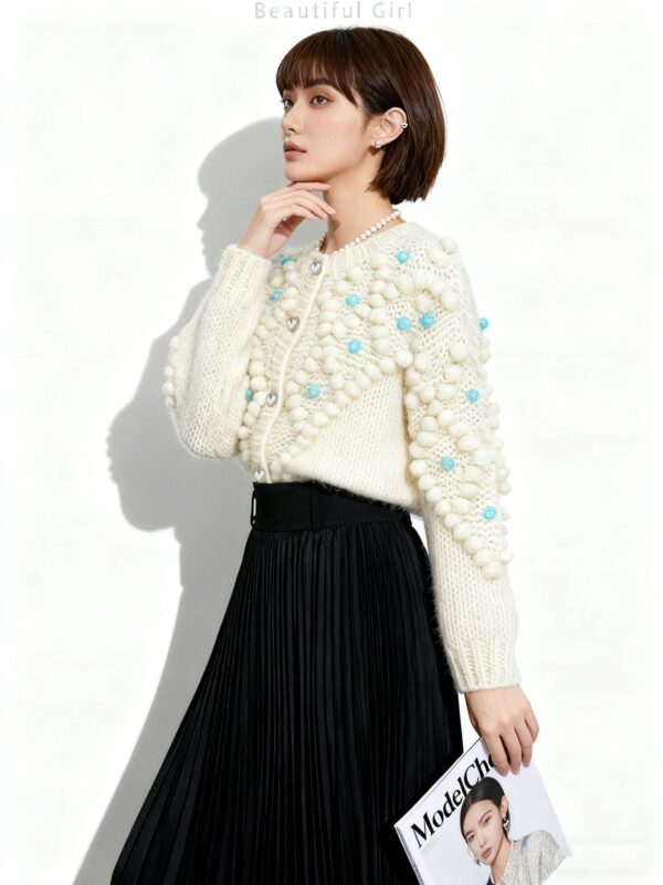 Women's Cardigan Crew Neck Long Sleeve Sweater Manufacturer - MOQ 100 pcs - Style 41102