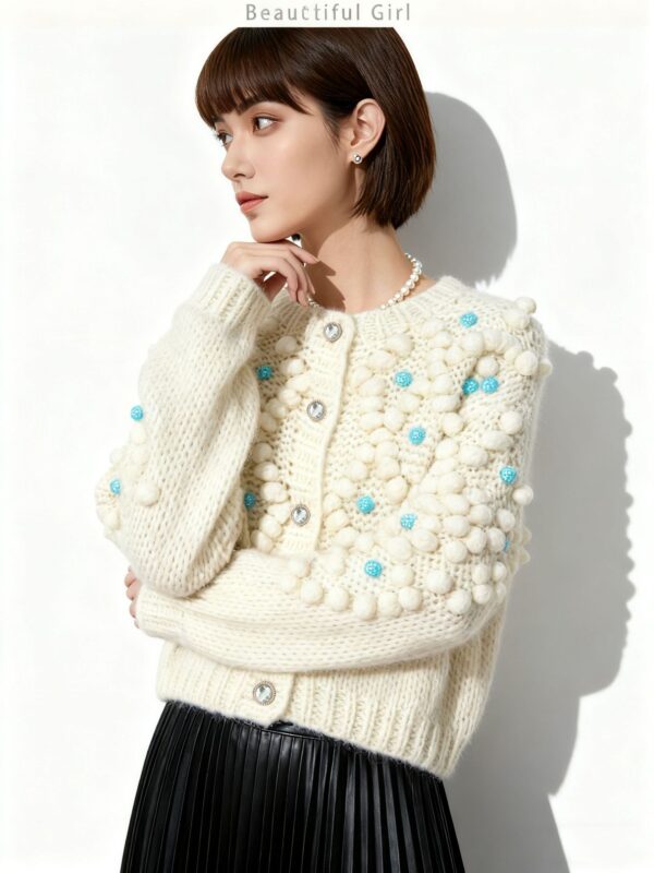 Women's Cardigan Crew Neck Long Sleeve Sweater Manufacturer - MOQ 100 pcs - Style 41102