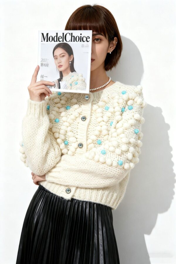 Women's Cardigan Crew Neck Long Sleeve Sweater Manufacturer - MOQ 100 pcs - Style 41102