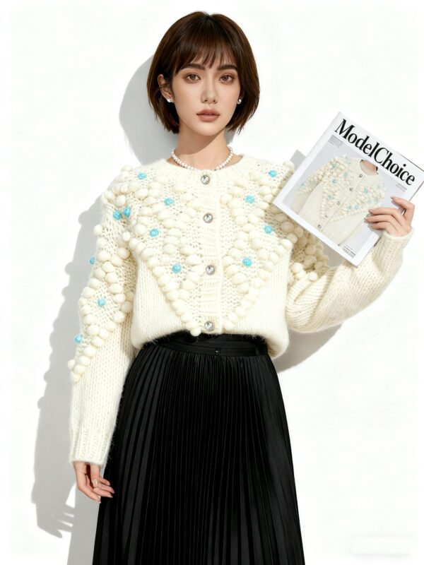 Women's Cardigan Crew Neck Long Sleeve Sweater Manufacturer - MOQ 100 pcs - Style 41102