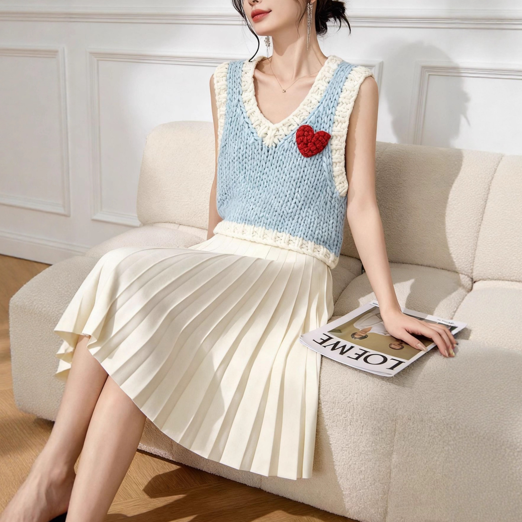 Women's V Neck Knitwear Manufacturer - MOQ 100 pcs - Style 41104