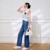 Women’s Baby Blue Heart-Appliqué Fuzzy Sweater Vest — Style 41104 - KnitwearSource