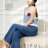 Women’s Baby Blue Heart-Appliqué Fuzzy Sweater Vest — Style 41104 - KnitwearSource