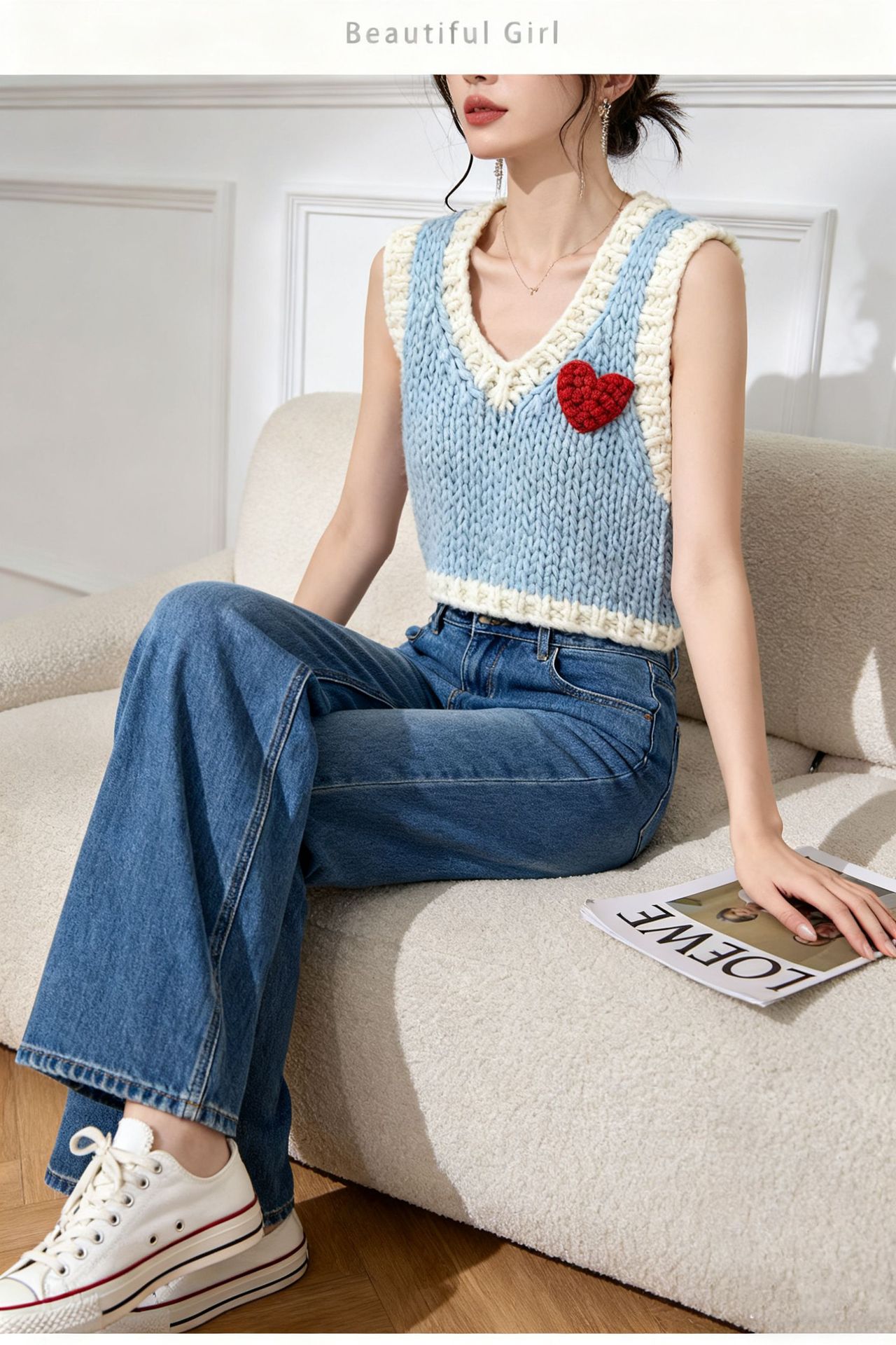 Women's V Neck Knitwear Manufacturer - MOQ 100 pcs - Style 41104