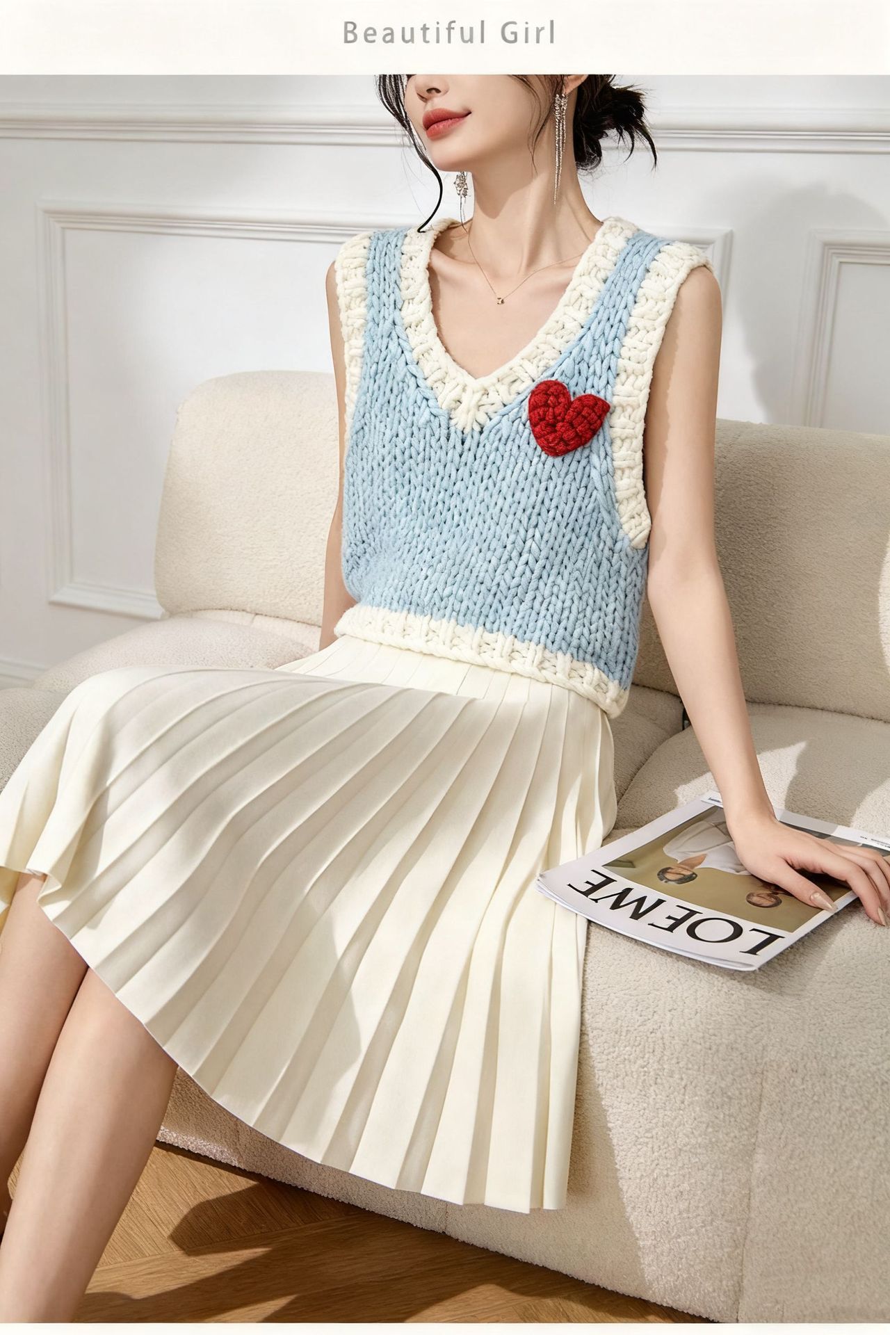 Women's V Neck Knitwear Manufacturer - MOQ 100 pcs - Style 41104