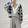Women's Pullover V Neck Long Sleeve Sweater Manufacturer - MOQ 100 pcs - Style 41105