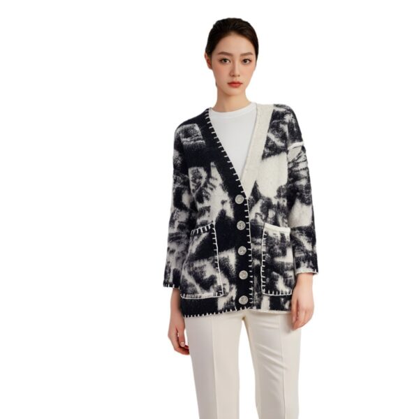 Women's Angora Goat Wool V Neck Long Sleeve Sweater Manufacturer - MOQ 100 pcs - Style 52016